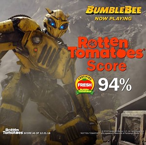 With a 94% Rotten Tomatoes score, Bumblebee is not just a great Transformers movie…it’s a great movie, period. Experience #BumblebeeMovie in theatres now. | Bumblebee
