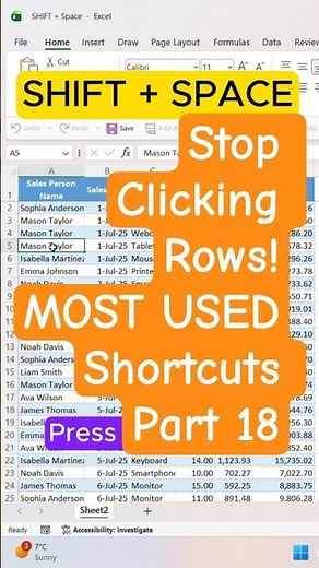 This Excel Shortcut Selects an Entire Row INSTANTLY