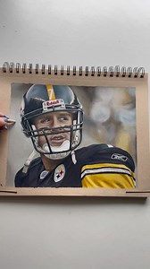 Drawing Ben Roethlisberger🖤💛 In honor of him playing his last game two years ago today, enjoy my process of turning him into a drawing✨ I use @prismacolor premier colored pencils and @strathmoreart toned tan paper | Deely Drawings
