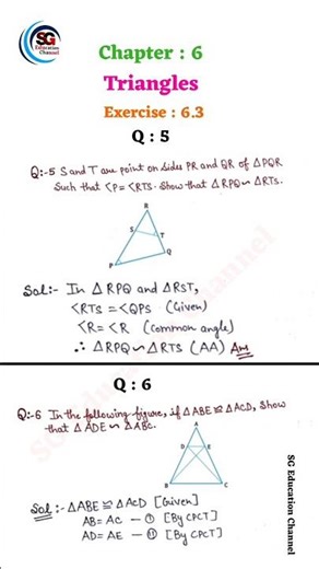 Class 10th Maths Chapter 6 Triangles Exercise : 6.3 Q : 5 to 8 | New NCERT | CBSE Board |