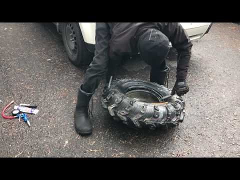 Unmount and mount an atv tire on rims in 20 minutes - without a tire changer