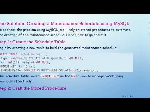 How to Get a Maintenance Schedule from Mileage Periods Using MySQL