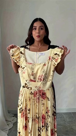 Vestido elegante con estampado floral para mujer en primavera y verano bajo plisado invitado fiesta #fashionlatina #dresses #girlsfashion #latinafashion #unisexfashion #summerdress #quinceañerafashion #summeroutfitwomen #partydresses #womenstyle