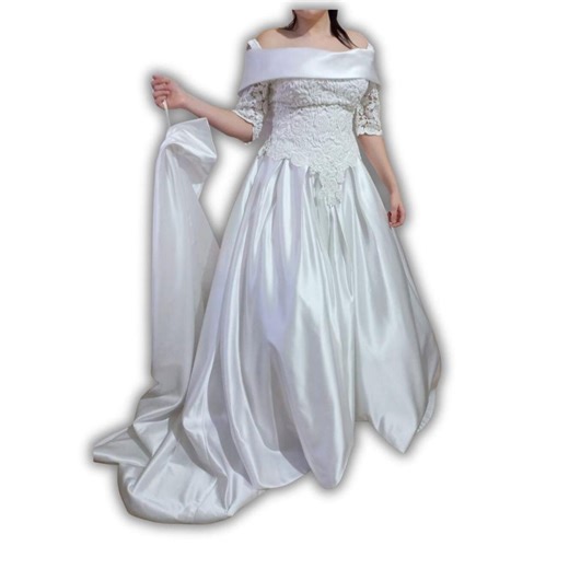 90s Handmade Italian Wedding Dress: Lace Bodice, Long Train - Etsy