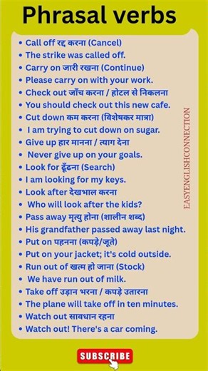 Important phrasal verbs for competitive exams | Phrasal verbs examples #english #shorts #ielts #yt