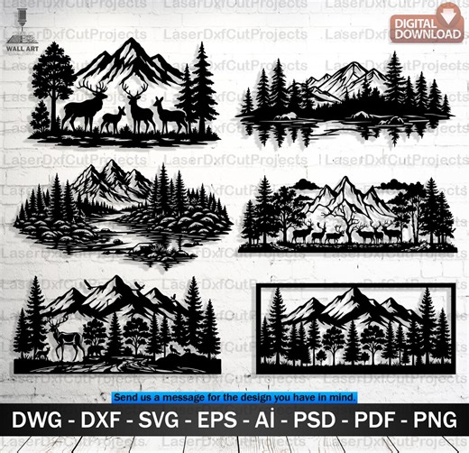 Wildlife Deer Forest Mountain Bundle SVG DXF – CNC Laser Cut Files - Etsy