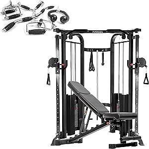 XMARK Functional Trainer with Dual Weight Stacks, All-in-One Cable Machine & Crossover for Full Body Strength Training at Home or Garage Gym