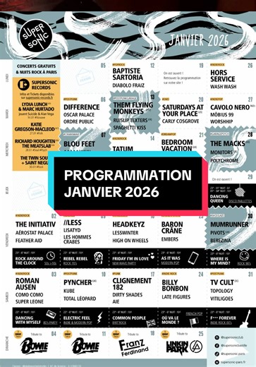 Pour commencer en beauté l’année 2026, voici notre sélection de concerts gratuits à ne pas manquer : 🌟 BLOU FEET le 7 🌟 THEM FLYING MONKEYS le 13 🌟 SATURDAYS AT YOUR PLACE le 20 🌟 THE MACKS le 28 🌟 MUMRUNNER le 30 On a hâte de débuter l’année à vos côtés ! #2026 #concerts #gratuit #paris #musique