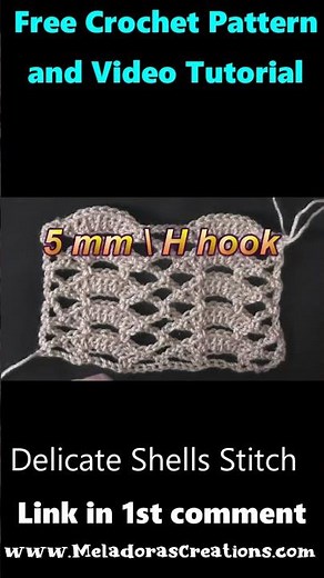 Lacy shell stitch - Delicate Shells Stitch #crochetstitch #meshcrochetstitch #lacycrochetstitch