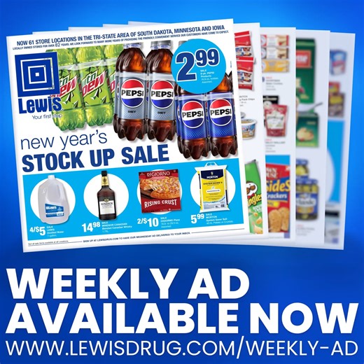 Check Out Our Latest Weekly Ads! Find amazing deals at Lewis and explore our newest offers. Available from January 1st to 7th, 2025. Don’t miss out! www.lewisdrug.com/weekly-ad | Lewis Drug