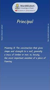 What does "Principal" mean? | English vocabulary shorts | #principal #wordwisdom