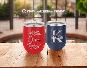 Custom Laser Engraved Wine Tumbler, Personalized Cup, Insulated Wine Tumbler, Stainless Steel, Business Logo, Name Wine Cup, Christmas Gift - Etsy
