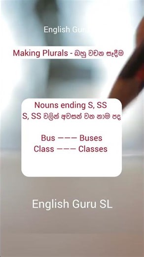 How to Make Nouns Ending in S, SS Plural Nouns | English Grammar Lesson in Sinhala