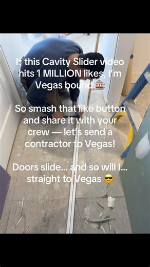 If this Cavity Slider video hits 1 MILLION likes, I’m Vegas bound 🎰 So smash that like button and share it with your crew — let’s send a contractor to Vegas! Doors slide… and so will I… straight to Vegas 😎 @CS Cavity Sliders
