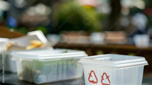 A sign at a local restaurant encouraging customers to bring their own containers for takeout food reducing the use of singleuse plastic and promoting sustainability. .