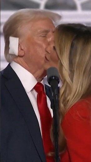 Trump Ends 93-Minute RNC Speech With Kiss From Melania