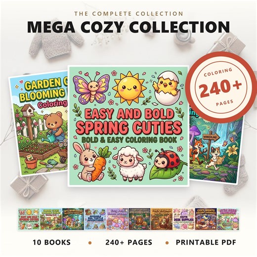 Ultimate Cute and Cozy Coloring Book Bundle - 10 Printable Books With 240+ Pages for Stress Relief and Kawaii Lovers - Etsy