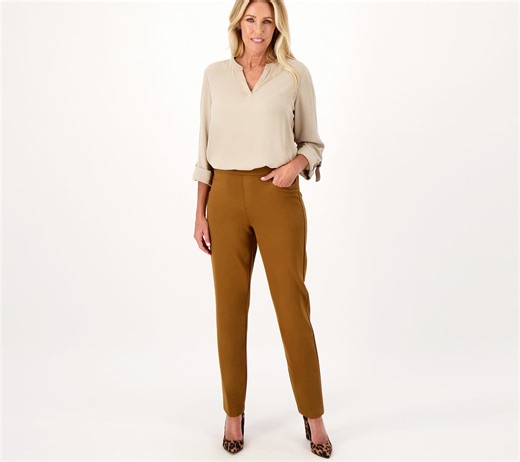 Susan Graver Smart Ponte Knit Slim Leg Pants - QVC.com