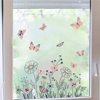 1/3pcsFresh And Simple Spring-Themed Floral, Butterfly, And Bee Window Stickers. Reusable PVC Electrostatic Adsorption, Suitable For Florist Windows, Bedrooms, Dining Rooms, And Balcony Decorations. | SHEIN