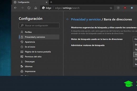 Cómo cambiar el motor de búsqueda en Microsoft Edge