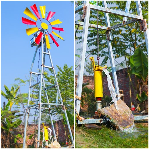 Aermotor windmill pumping air into a stock tank! | Rana Craft