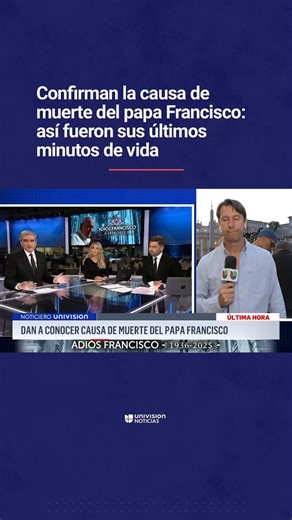 🇻🇦 Revelan la causa de la muerte del papa Francisco. El papa Francisco murió de un ictus, según informó este lunes el Vaticano. De acuerdo con el informe, la causa de la muerte del papa fue un derrame cerebral que le llevó al coma y a un fallo cardíaco irreversible. Un accidente cerebrovascular isquémico se produce cuando el suministro de sangre que va a partes del cerebro se obstruye o reduce, explica la clínica Mayo. "Esto evita que el tejido del cerebro reciba oxígeno y nutrientes. Las neur