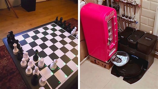 Man sets up smart home devices for chess game beer delivery