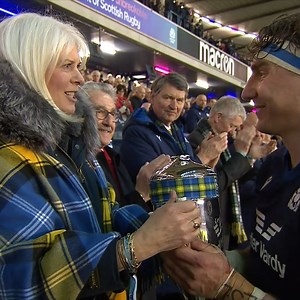 The moment Kathy Weir presented Jamie Ritchie with the Doddie Cup in front of a full BT Murrayfield 🏆 | Scottish Rugby