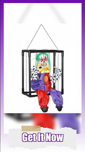 Voice-Activated Clown Animatronic in Cage: Spooky Halloween Prop