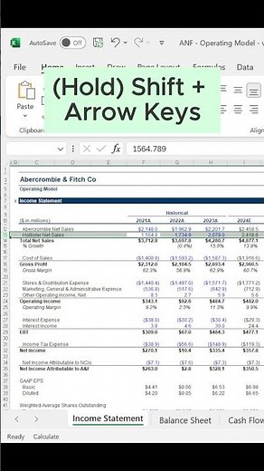 Excel shortcuts for financial modeling. Columns and rows (part 1).