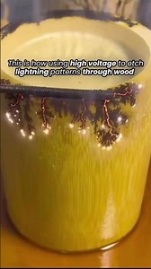 This is how using high voltage to etch lightning patterns through wood🪵⚡