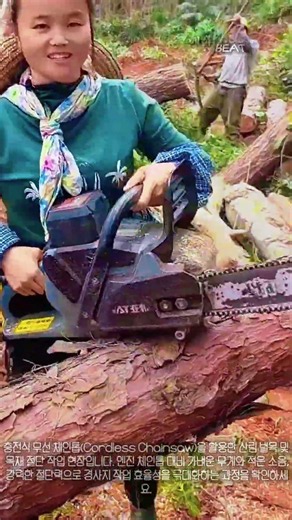 거대한 통나무도 부드럽게 썰어버리는 무선 체인톱의 놀라운 성능 #worker #process #chainsaw #lumberjack #woodworking