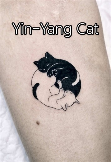 Yin-Yang Cat Tattoo Design Ideas and Inspiration