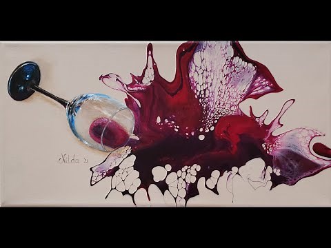 Wine Series Part 2 Glass over Acrylic Pouring Techniques for Beginners Fluid Art Painting