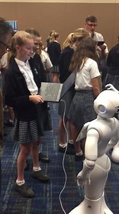 Meet Pepper, a fully programmable humanoid robot with the ability to talk, listen, and move. Pepper’s job is to inspire students to study computer science and robotics. Our #UrsulineGirls were one of only 3 local schools to attend a demonstration at the 2018 Collision Conference. Thanks to Softbank, these 7th graders had the opportunity to work with cutting edge robots. #CollisionConf #GirlsWhoCode | Ursuline Academy of New Orleans