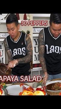 Thum Mak Hoong Eating Lao ASMR Lao Papaya Mukbang Thai Food Hmong Food Mien Lao Food Papaya Salad