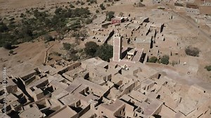 aeriel view of a small village in taliouine, in the south of morocco