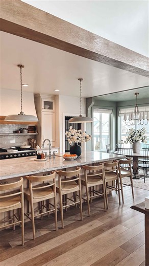 Haylee Griffin | DIY + Home on Instagram: "It all starts as ideas built on confidence. This project scared me because I knew it would be such a focal point in our home! All the thoughts were there....What if I mess it up? What if it looks bad? What if I waste all the time and money? But also.... what if I don't?? It's worth the risk... I promise! Comment BEAM for a link to more details on this project! #diyhomeprojects #oakbeam #familyroom #kitchendesign #woodworkingtips"