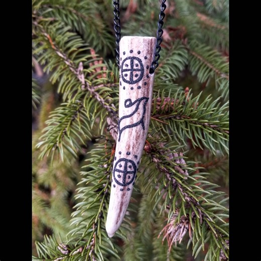 Solar Symbol Petroglyph Antler Pendant Necklace - Etsy