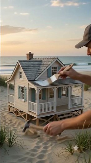 손끝으로 만드는 바닷가 별장 🏖️ 미니어처 건축 풀과정 만족 영상