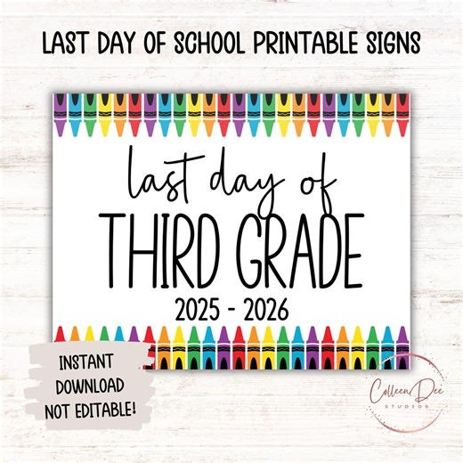 THIRD GRADE 2025-2026 SIGN | Last Day of Third Grade Sign | End of School Sign Printable Last Day of School Sign | 3rd Grade Printable Sign - Etsy Australia