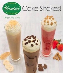 Enjoy a summer cooler like never before with Conti's Cake Shakes! Choose from three cool and refreshing flavors: Choco Overload, Strawberry Shortcake and Bananalicious! You can still catch them 'til May 22! Don't miss out on the shake season! ;) | Conti's Bakeshop & Restaurant