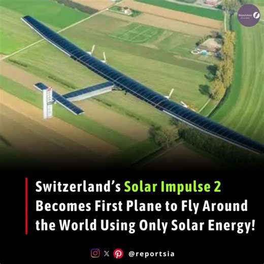 Report Asia on Instagram: "The world's largest solar-powered aircraft, the Solar Impulse 2, was constructed by Switzerland to demonstrate that clean energy is the way of the future. ♡✈️ This ground-breaking airplane used only 17,000 solar cells to capture solar energy to fly over 40,000 kilometers around the world without consuming any gasoline between 2015 and 2016. 🌍☀️ No fuel. No pollution. No boundaries. 💪 Only the infinite force of nature and the genius of human ingenuity. 🌿 Beyond simpl