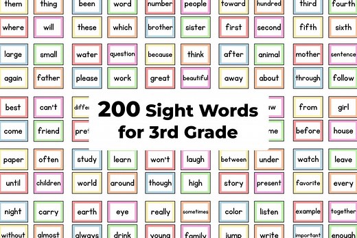 200 3rd Grade Sight Words Flashcards | Third Grade Vocabulary | 3rd Grade Spelling & Sight Words | 3rd Grade Flash Cards | Third Grade Words - Etsy