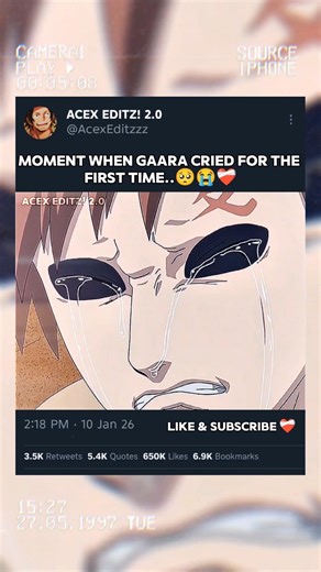 Moment when gaara cried for the first time......🥺😭#naruto #gaara #anime #amv #foryou