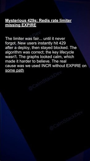 Mysterious 429s: Redis rate limiter missing EXPIRE #shortvideo #shorts #main
