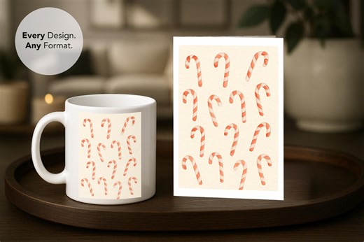 Watercolor Candy Cane Pattern: Christmas Mug Wrap, Printable Art (print and Digital) - Etsy Australia