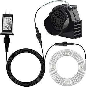 Replacement Inflatable Air Blower,Waterproof Fan Blower Motor with 4 RGB Lights for Christmas Easter Outdoor Decor,12V Adapter for Holiday Yard Decor
