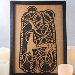 Viking Runestone Engraved in Oak (thor’s Wood) With Frame - Etsy