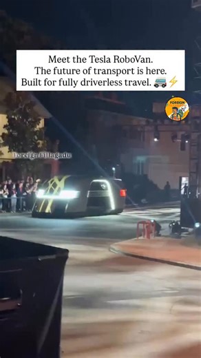 Foreign Fillagadu on Instagram: "Meet the Tesla RoboVan, the futuristic autonomous van designed to redefine how we move people and cargo. With its sleek, retro-futuristic design, hidden wheels, glass sliding doors, and spacious 20-seater cabin, the RoboVan looks straight out of a sci-fi movie. Built for fully driverless travel, it blends Tesla’s powerful AI with practical utility — perfect for shuttles, school transport, airports, city mobility, and even cargo movement. No steering wheel. No ped